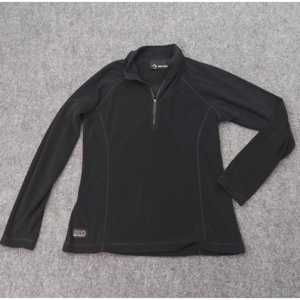Dri Duck Fleece Pullover Womens Small Black 1/4 Zip Logo Stretch